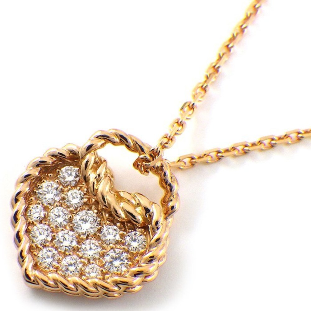 Cartier Torta Heart Pave Diamond Necklace Rose Gold